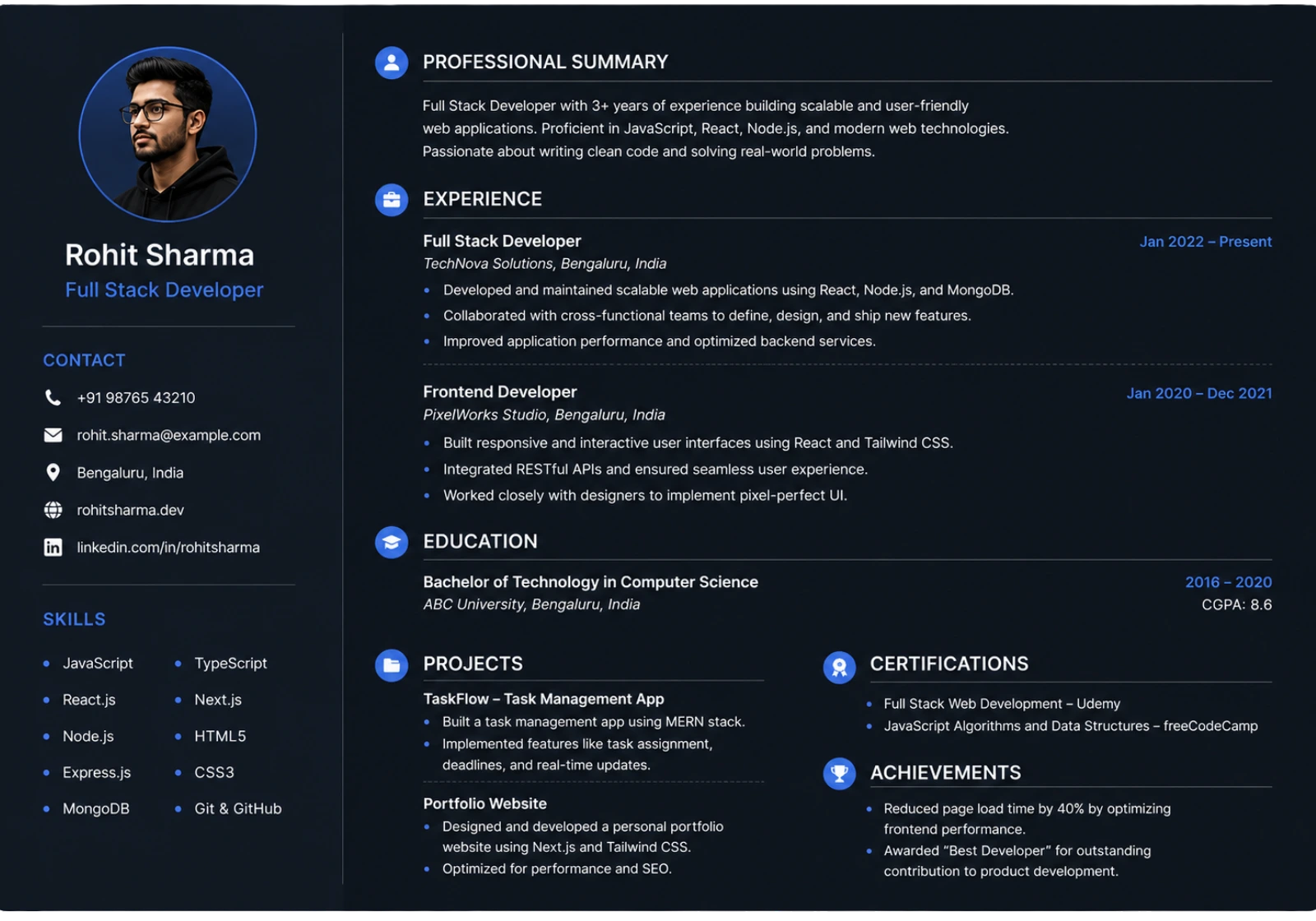 Developer Portfolio Template
